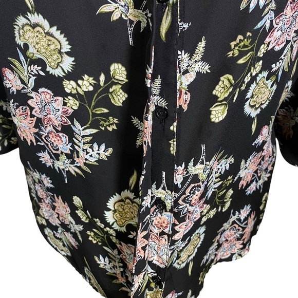 TERRA & SKY Women plus sz 14W Black floral hidden button up lightweight blouse - Picture 11 of 11